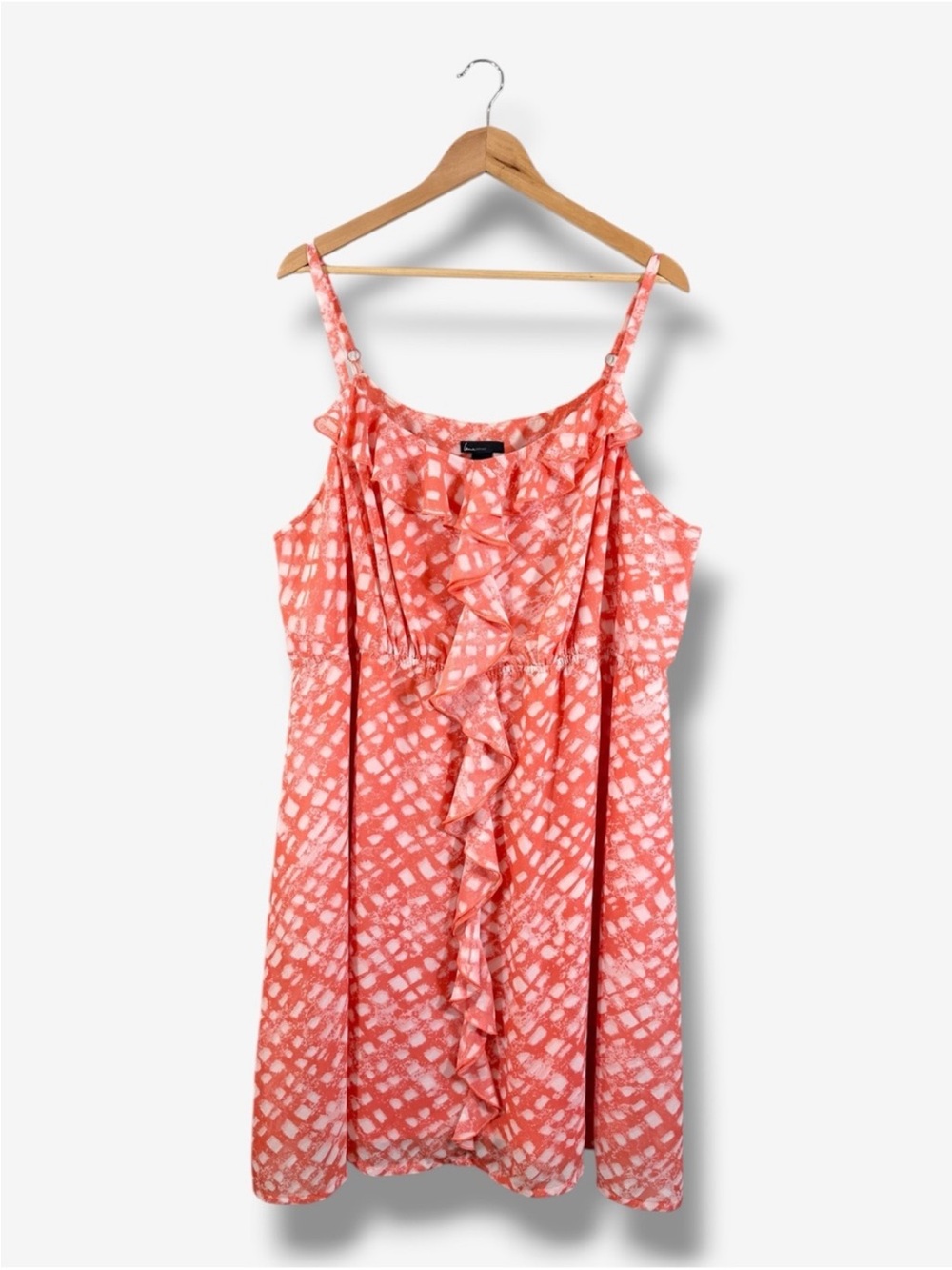 Lane Bryant Orange Fit & Flare Dress 22/24 Chiffon Ruffle Sleeveless Casual